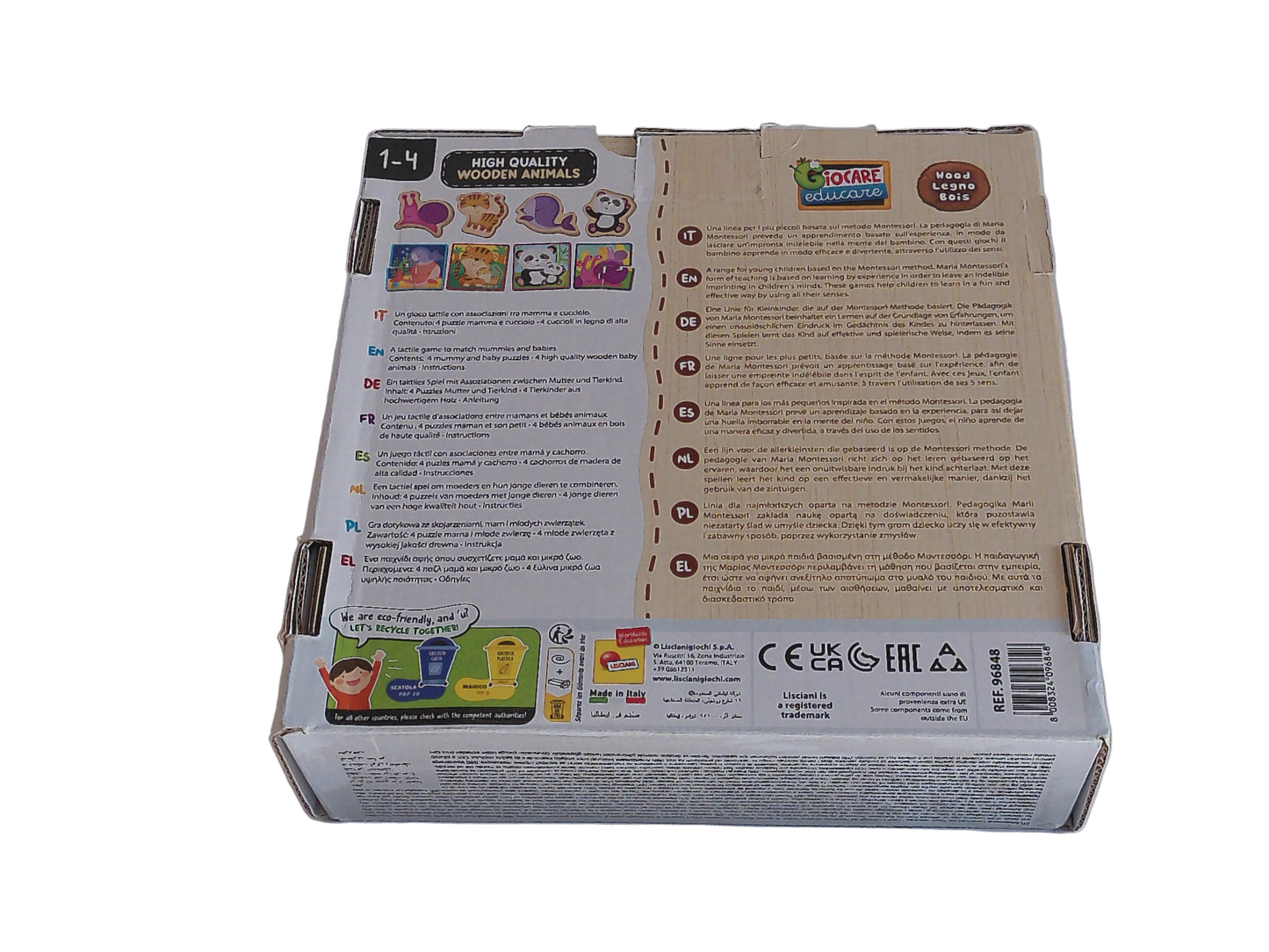 Lisciani Montessori Holzpuzzle – Puzzle-Animals, 4 x 5 Teile (1–4 Jahre)