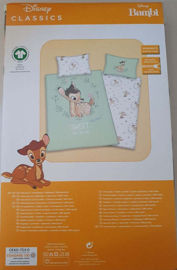 Disney Bambi Wendebettwäsche Kissenbezug 0,65/1,00 Bettbezug 1,60/2,10