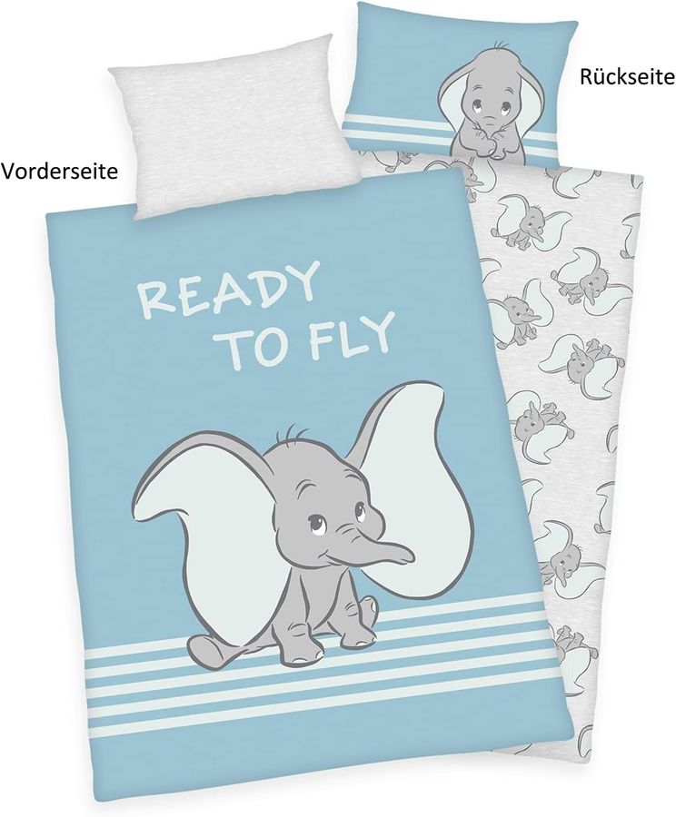 Disney Dumbo Wendebettwäsche Kissenbezug 40cm x 60cm Bettbezug 100cm x 135cm