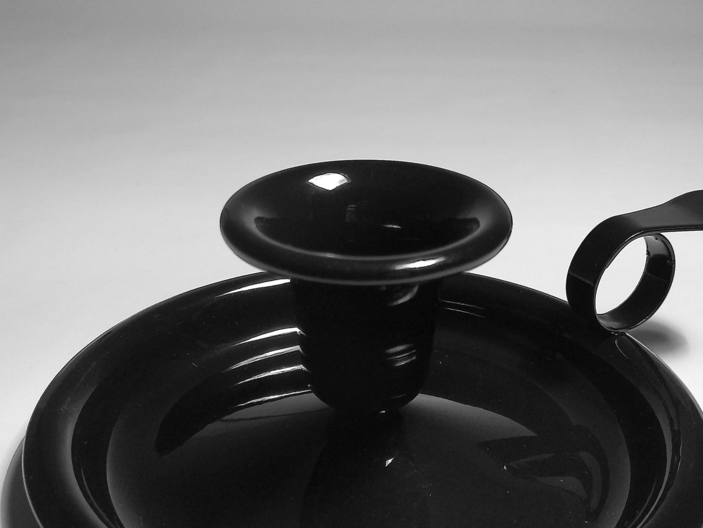 Münder Email Kerzenhalter beschichtet 14,5 cm x 13,0 cm x 6 cm, Farbe schwarz mit schwarzem Rand (Kopie)