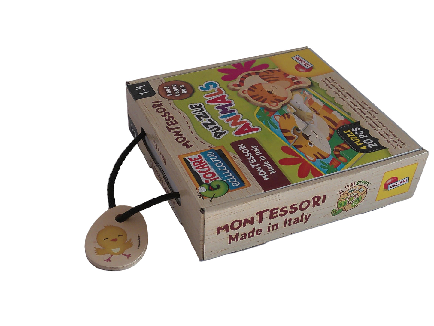 Lisciani Montessori Holzpuzzle – Puzzle-Animals, 4 x 5 Teile (1–4 Jahre)