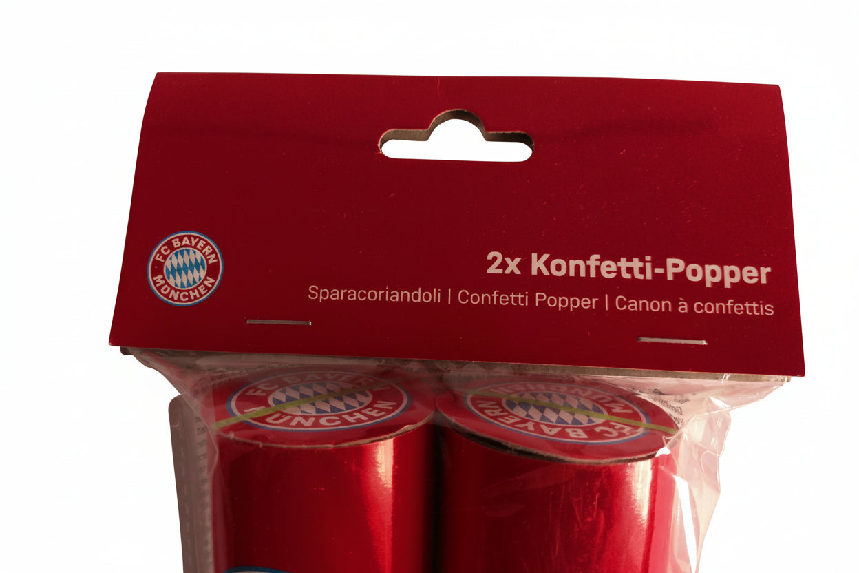 Amscan FC Bayern München Konfetti-Popper 2er Pack 4,2 cm x 15 cm