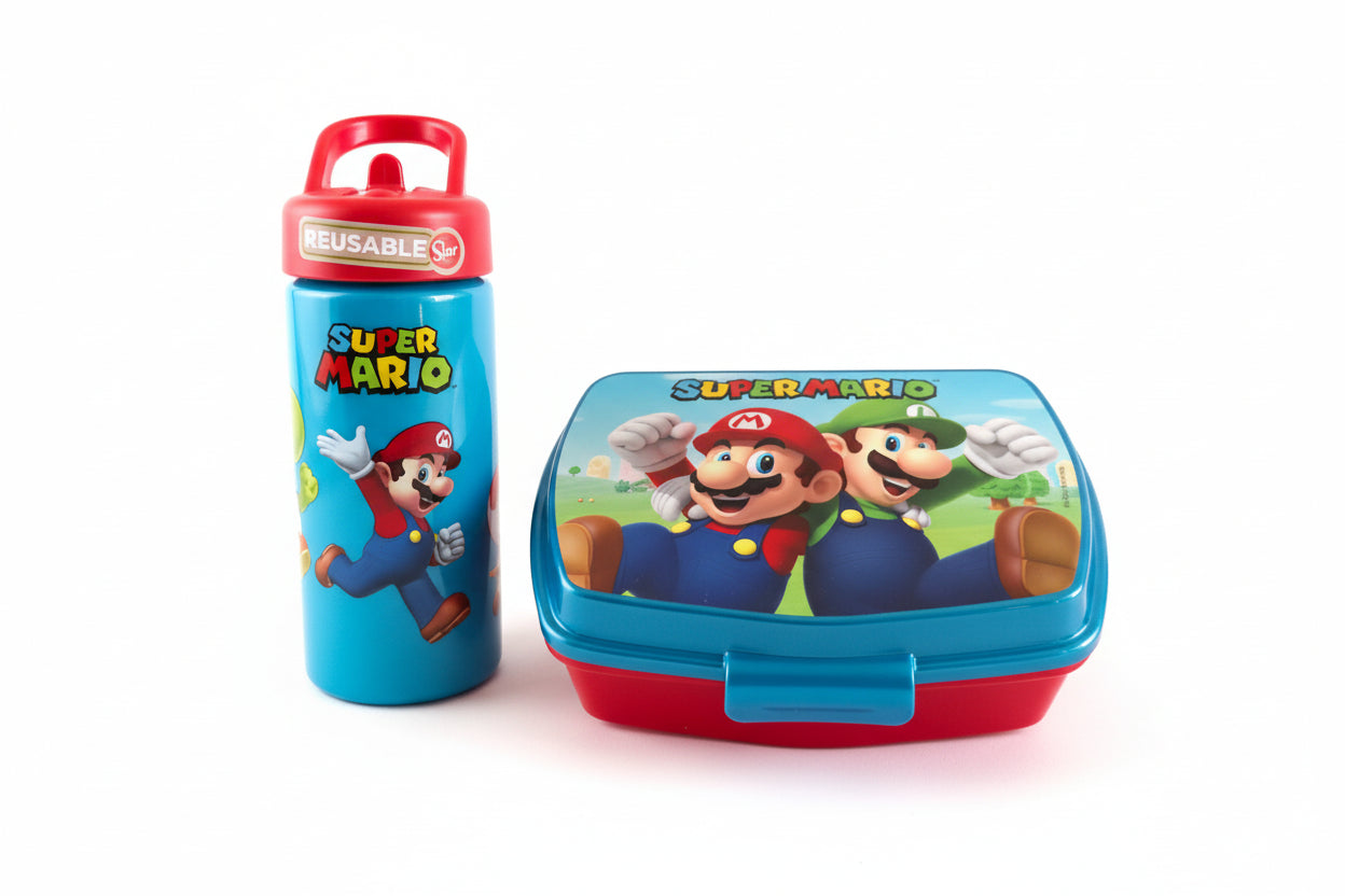 Set Trinkflasche und Brotdose ,,Super Mario"