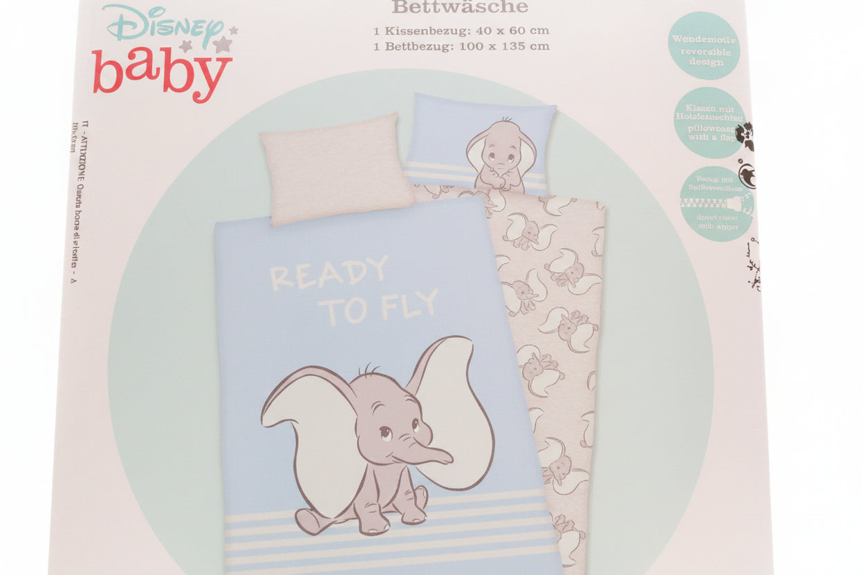 Disney Dumbo Wendebettwäsche Kissenbezug 40cm x 60cm Bettbezug 100cm x 135cm