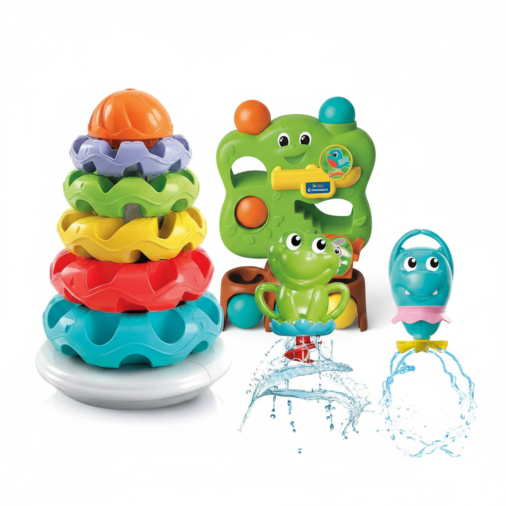 Clementoni Baby Starter-Set mit Wunderbaum, Stapelringen und Badespielzeug
