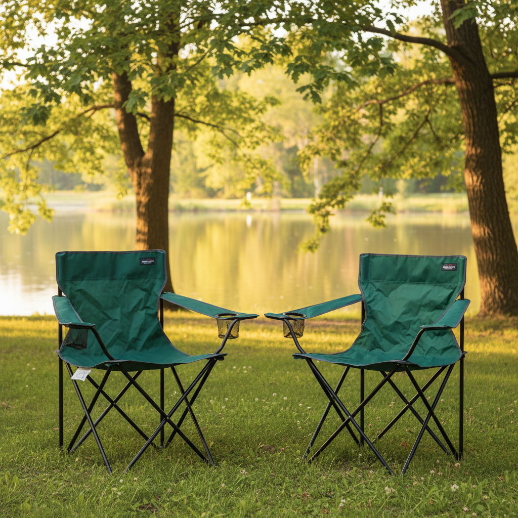 Redcliffs 2er Klappstuhl-Set mit Getränkehalter – Campingstühle Blau, Rot oder Grün