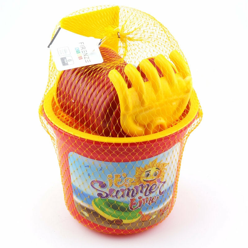 Sandspielzeug Set 6-teilig im Eimer – 3 Farben wählbar